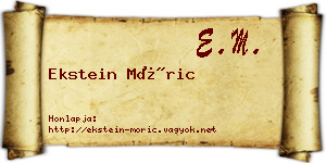 Ekstein Móric névjegykártya